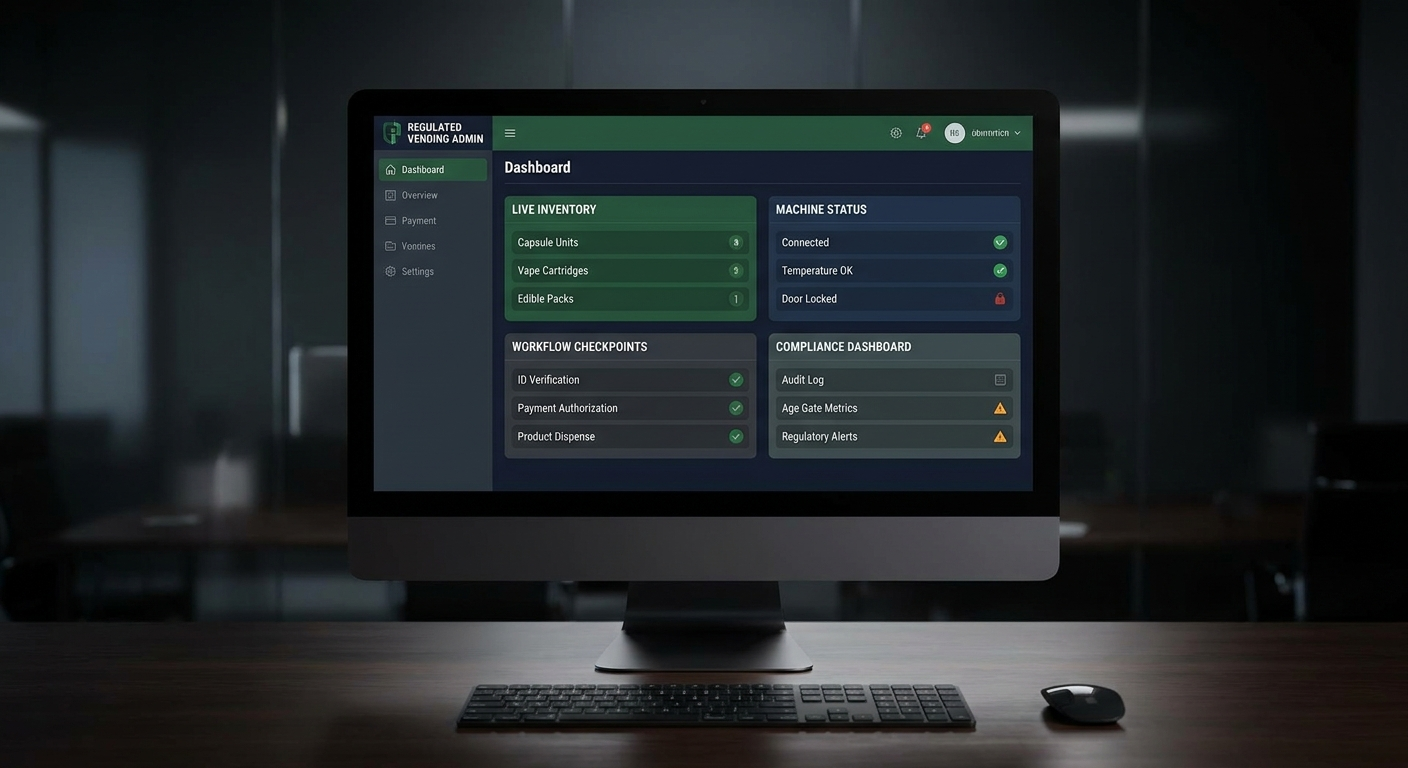 Preview alerts and exception handling view for vending operations showing triage and status context.