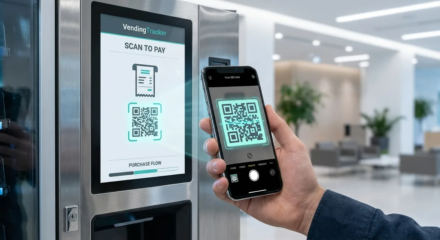 自动售货机屏幕上显示动态支付二维码